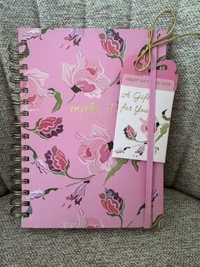 Pink Floral Spiral Notebook with Elastic Closure